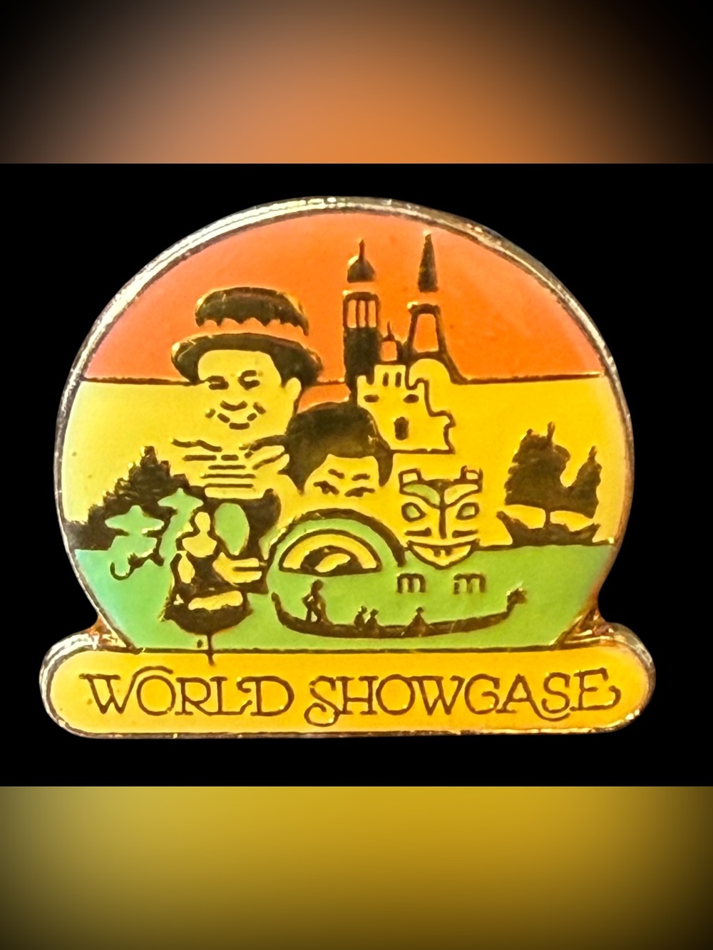 Disney Vintage 1986 Epcot Center "World Showcase Icons" Souvenir Enamel Pin